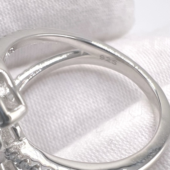 Halo Triple Pear .925 Sterling Silver Wrap Design Cz Ring - Picture 14 of 15